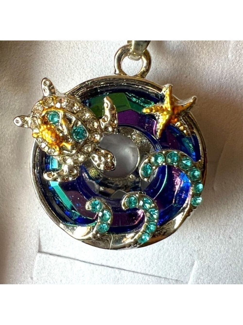 Fashion Ocean Necklace, 16” w/Extender, Silver Tone and Ocean Colors W/Box NEW